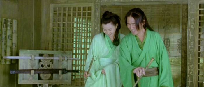 Flying Snow (Maggie Cheung Man Yuk) and Broken Sword (Tony Leung Chiu Wai) in happier days