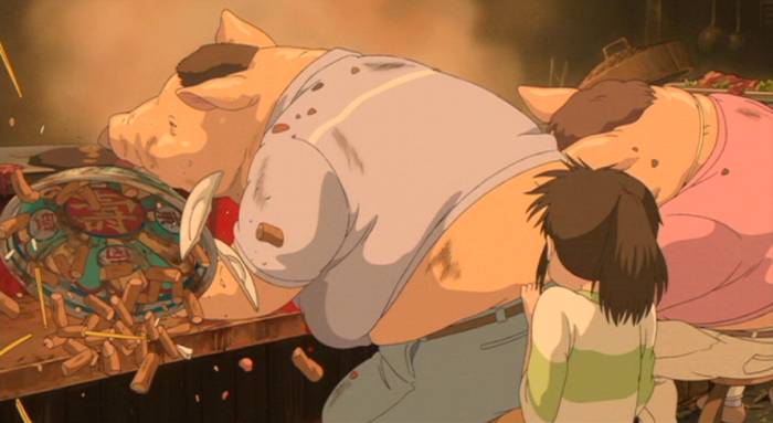 Chihiro finding her folks are pigs